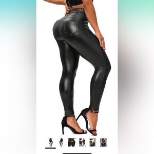 NWT Seasum black faux leather leggings xl